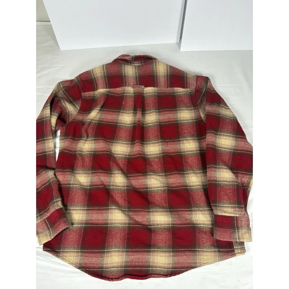 Orvis Classic Collection Men's L Red Plaid Flannel Shirt Heavyweight Button Up